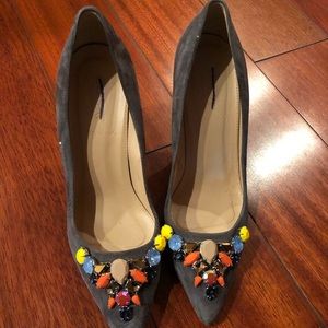 Jcrew grey suede heels